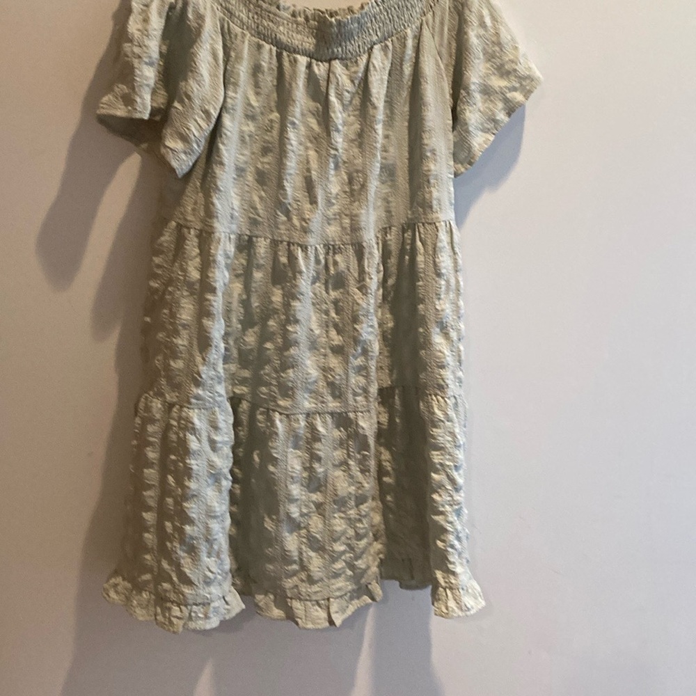 Green Off the Shoulder Flutter Sleeve Midi Sundress